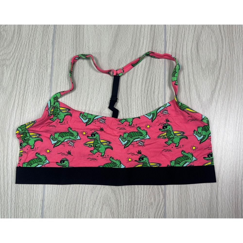 MeUndies Women's Later Gator T-Back Bralette XL Pink Alligator Print